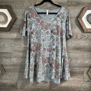 NWOT, Lularoe Perfect T, Floral gray print
